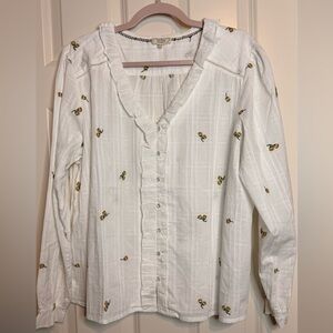 Fat Face White Top with Embroidered Accents